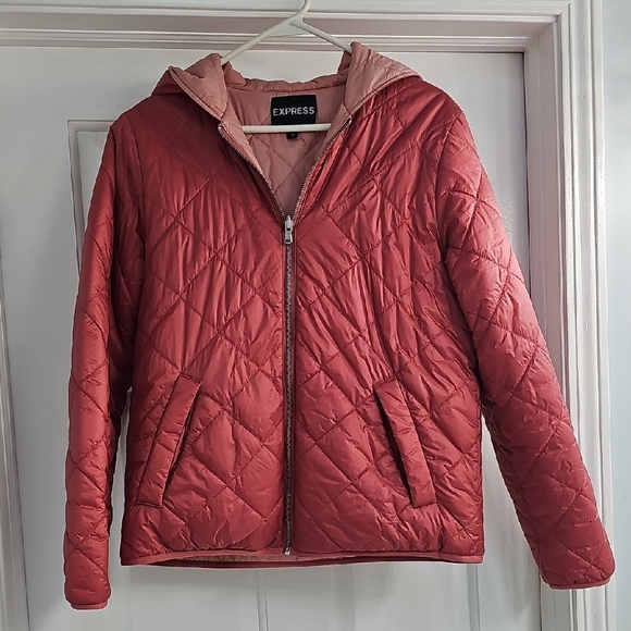 Express Women's Puffer Jacket - Dusty Rose Color Sz Med - Picture 1 of 10